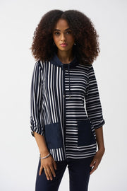 Silky Knit Stripe Print Boxy Tunic