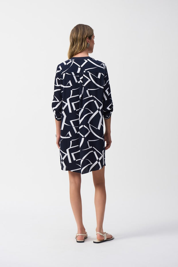 Woven Geometric Print Straight Dress