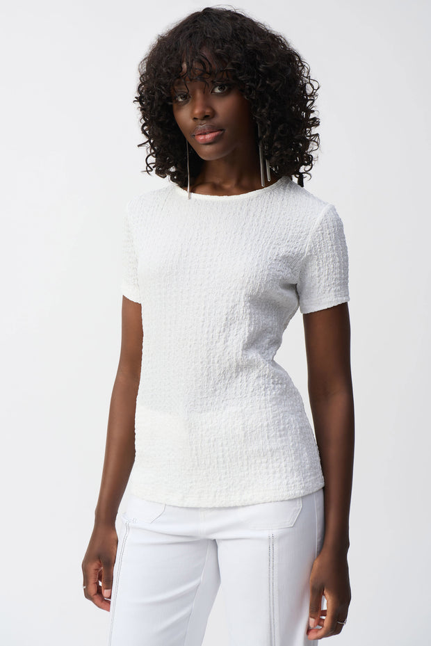 Puckered Knit Fitted Top