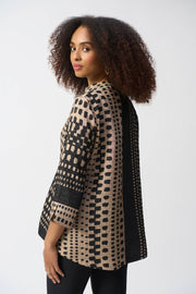 Jacquard Geometric Print Trapeze Jacket