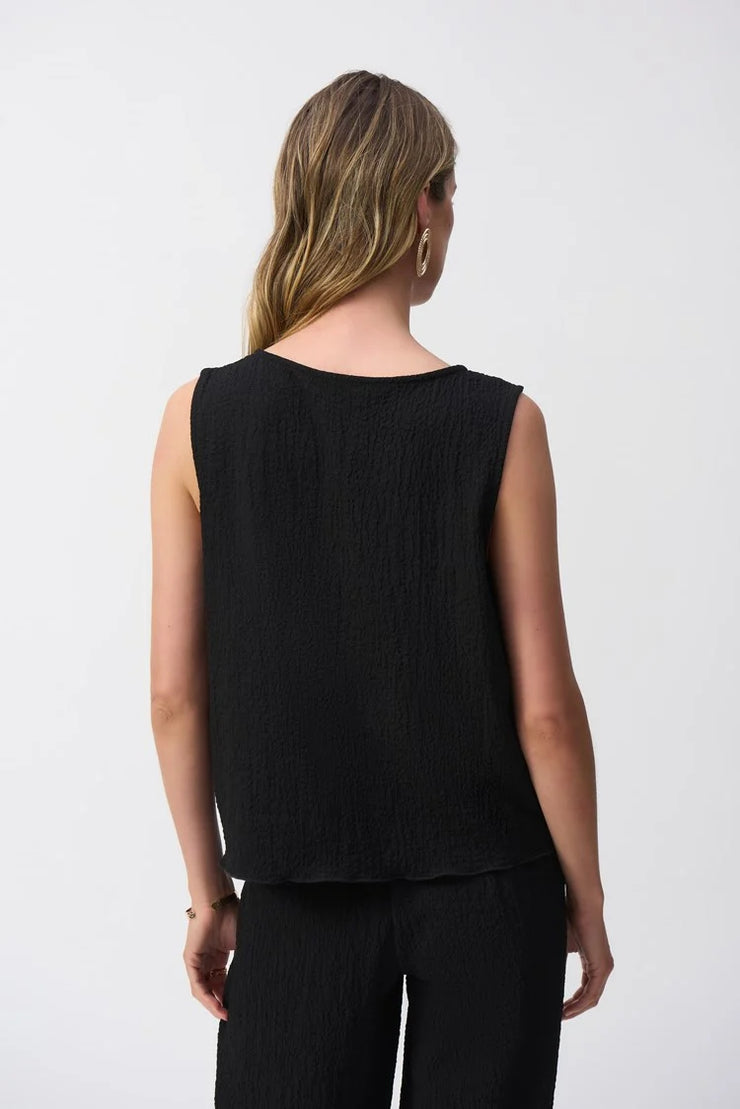 Seersucker Asymmetrical Sleeveless Top