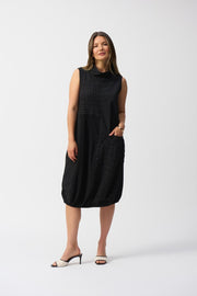 Bubble Jacquard Sleeveless Cocoon Dress