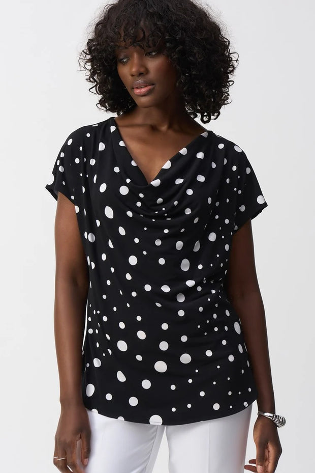 Silky Knit Dot Print Short Sleeve Top