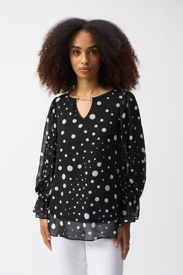 Chiffon Dot Print Boxy Top