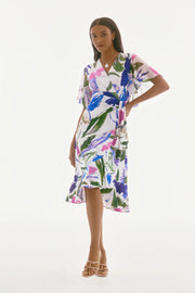 Signature | Silky Knit And Chiffon Floral Wrap Dress
