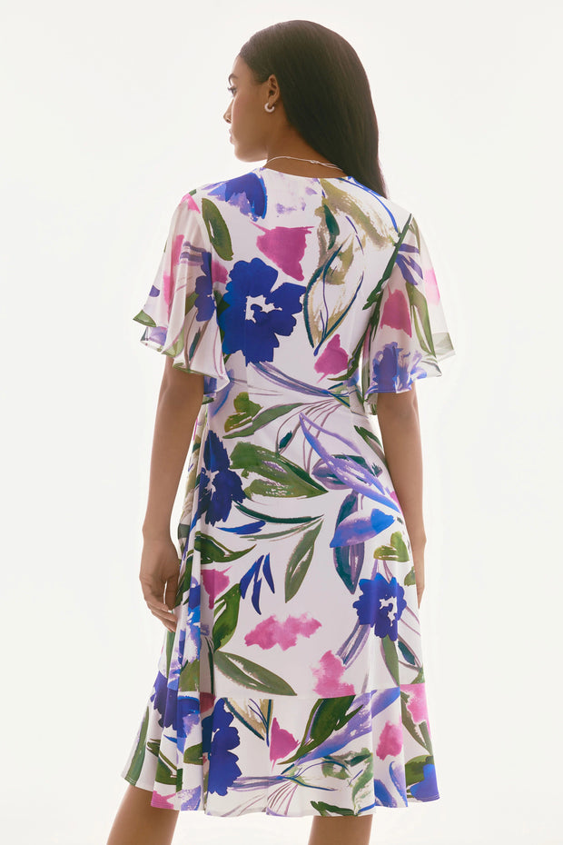 Signature | Silky Knit And Chiffon Floral Wrap Dress