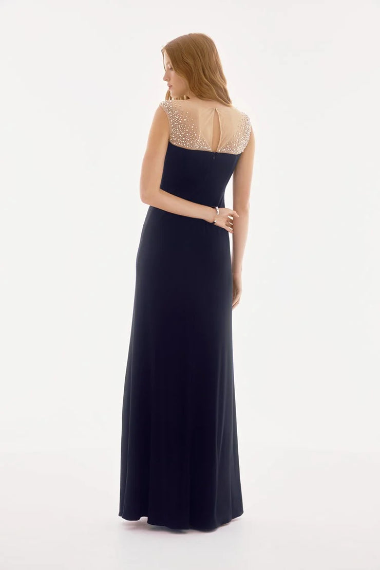 Signature | Silky knit and Mesh Sleeveless Gown