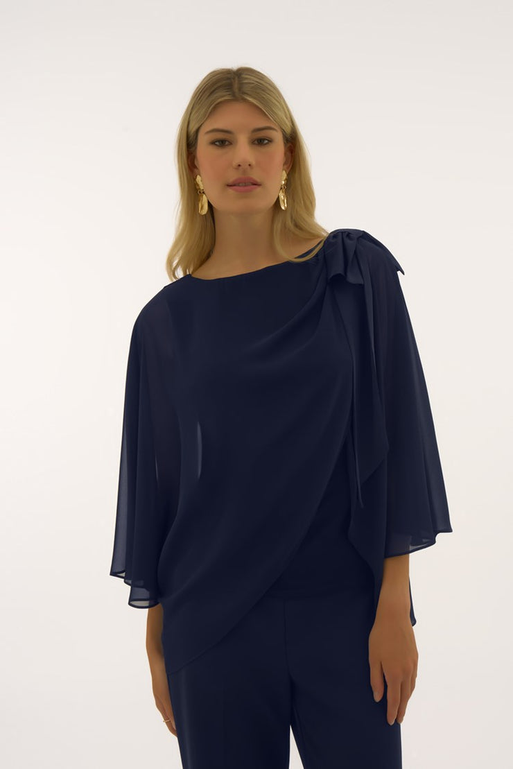 Chiffon and Silky Knit Poncho Top