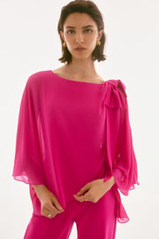 Signature | Chiffon and Silky Knit Poncho Top