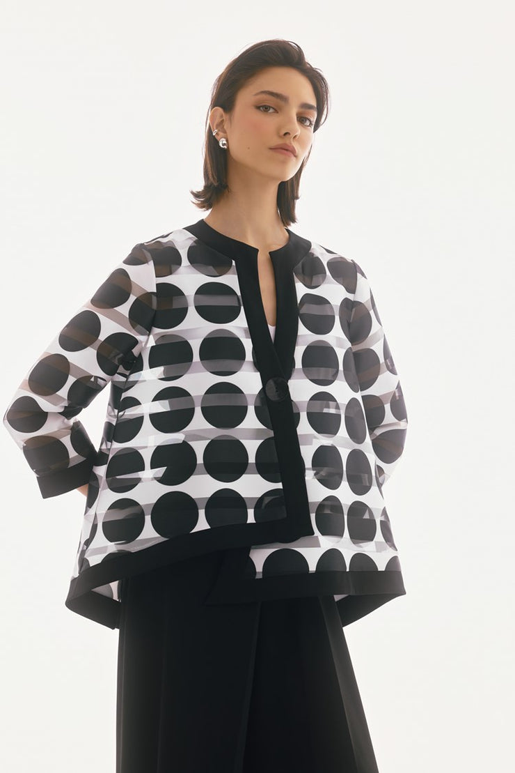 Signature | Shadow Stripe Dot Print Swing Jacket