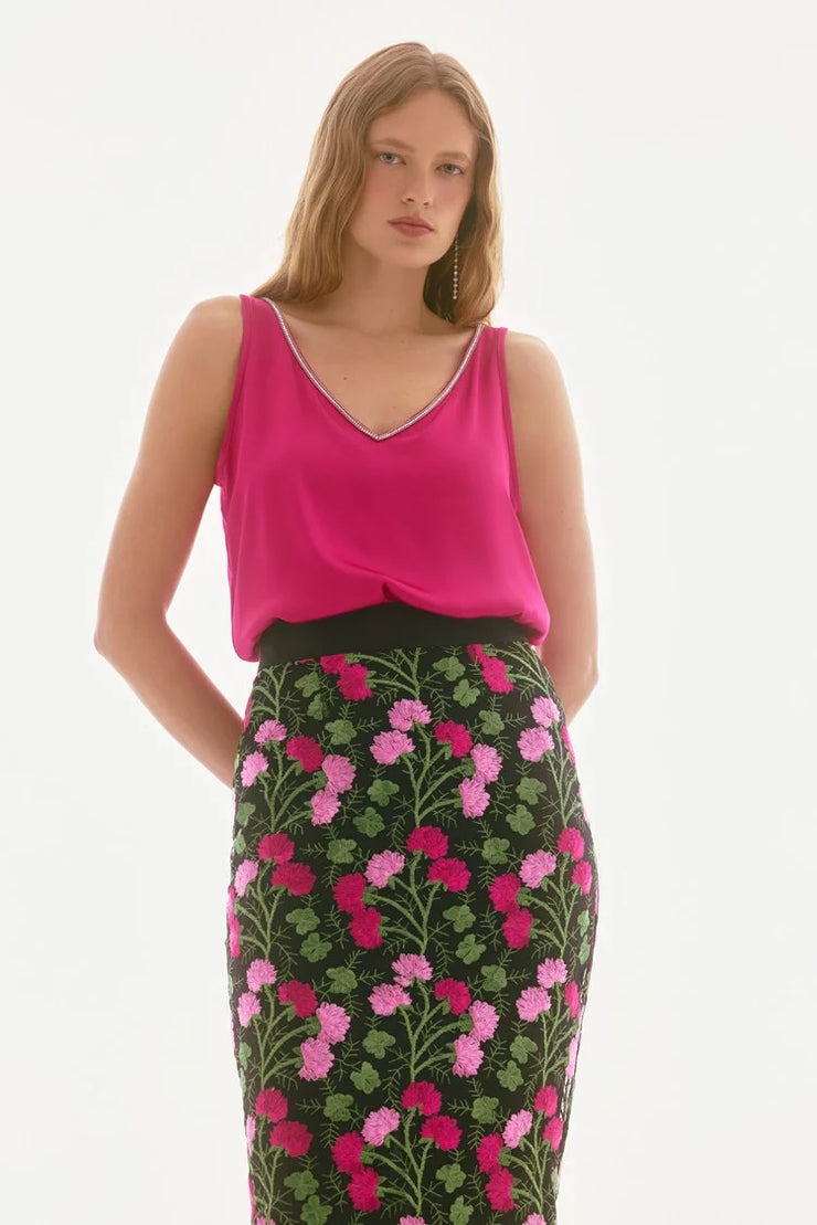 Signature | Novelty Floral Embroidered Pencil Skirt