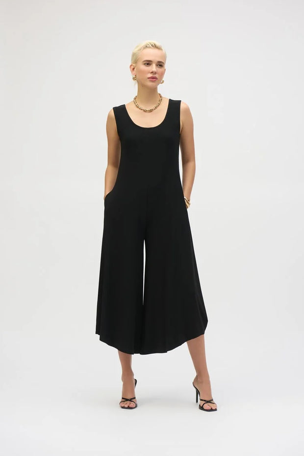 Silky Knit Wide-Leg Sleeveless Jumpsuit