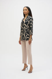 Seersucker Abstract Print Straight Blazer