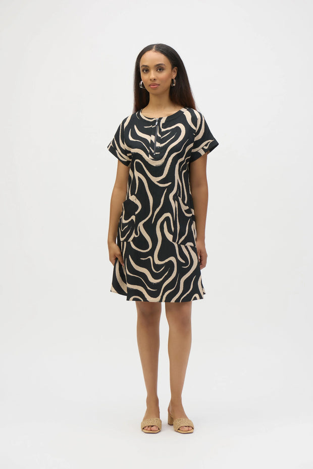 Seersucker Abstract Print A-Line Dress