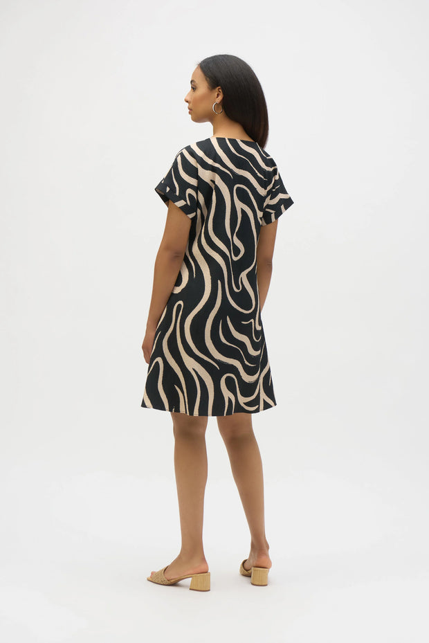 Seersucker Abstract Print A-Line Dress