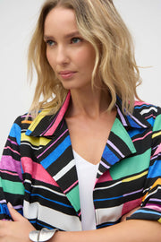 Gauze Stripe Print Short Boxy Blazer