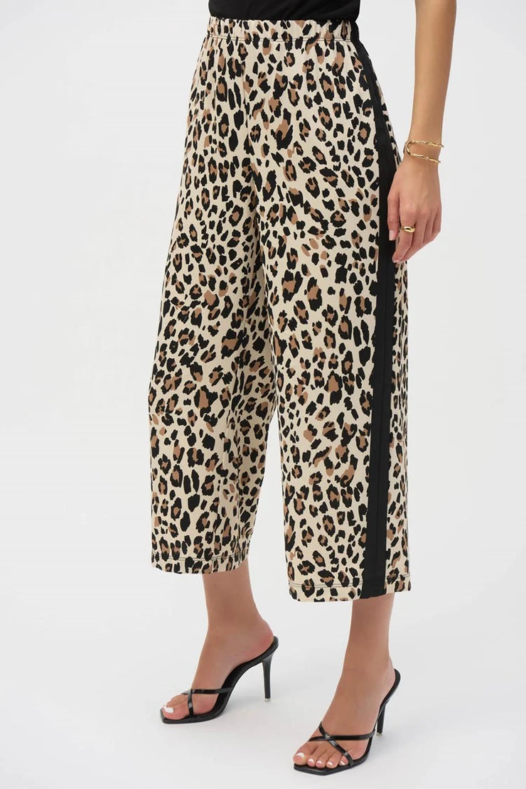 Woven Animal Print Culotte Pants