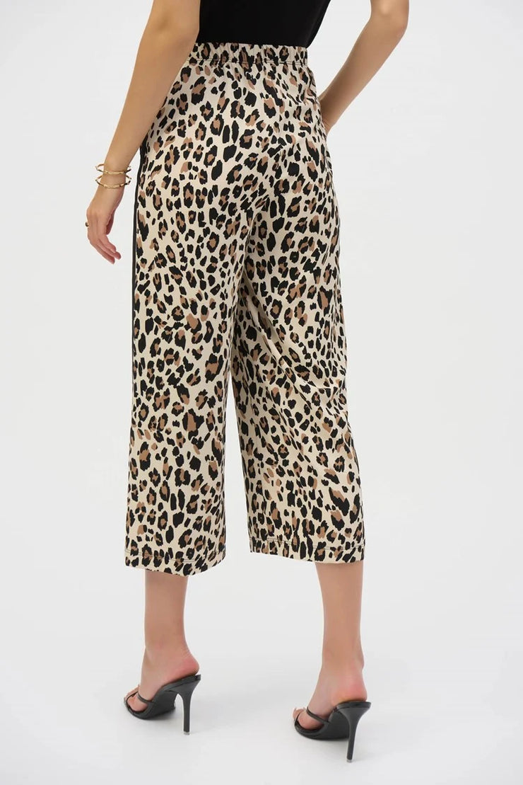 Woven Animal Print Culotte Pants