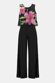 Signature | Silky Knit and Floral Chiffon Wide Leg Jumpsuit