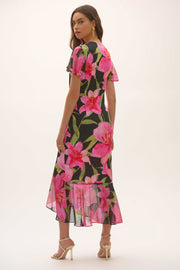 Signature | Silky Knit and Chiffon Floral Print Wrap Dress