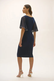 Signature | Silky Knit And Chiffon Sheath Dress