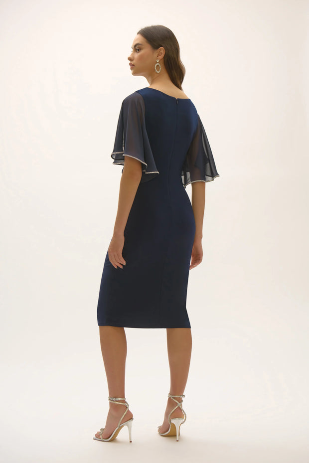 Signature | Silky Knit And Chiffon Sheath Dress
