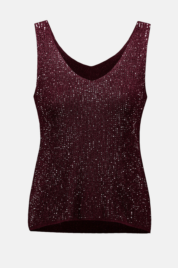 Metallic Knitted Camisole with Rhinestones