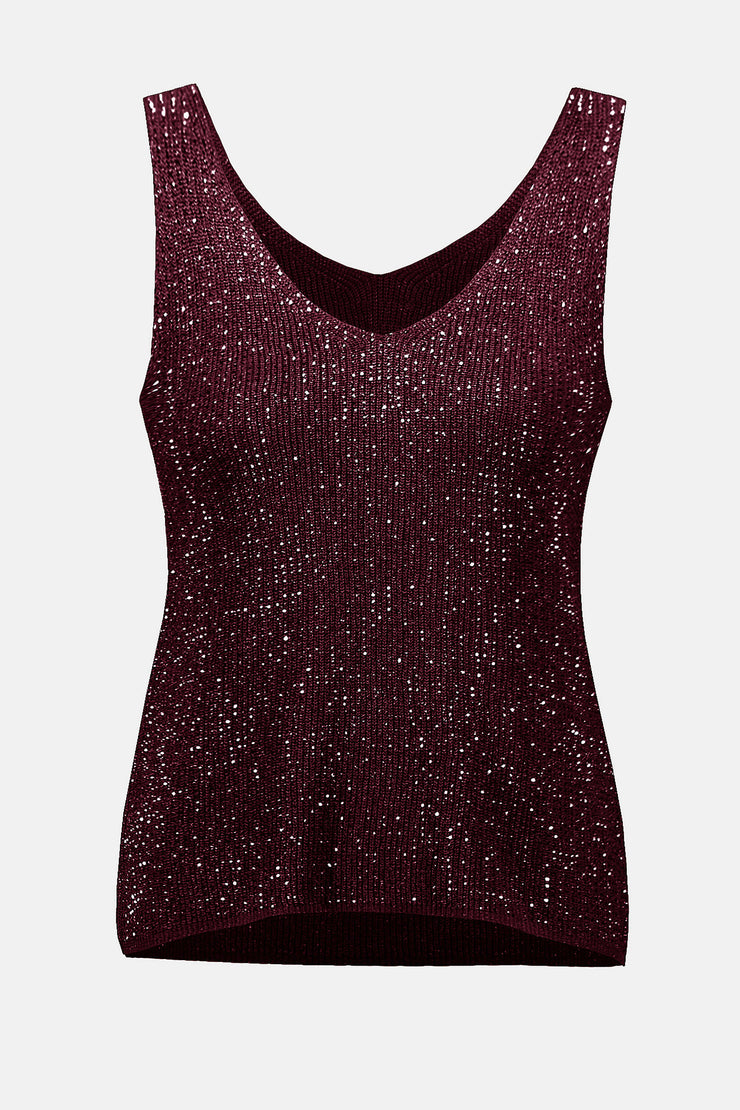 Metallic Knitted Camisole with Rhinestones