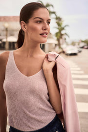 Metallic Knitted Camisole with Rhinestones