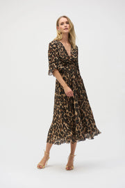 Chiffon Animal Print Fit and Flare Dress