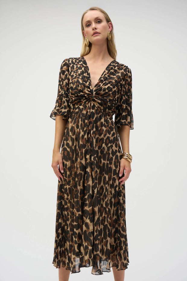 Chiffon Animal Print Fit and Flare Dress