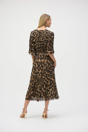 Chiffon Animal Print Fit and Flare Dress