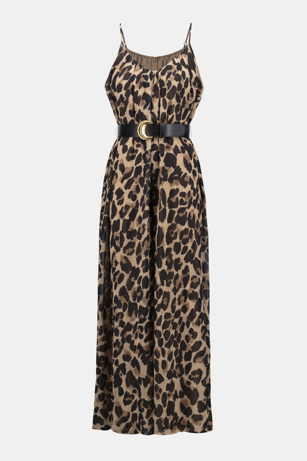 Chiffon Animal Print Wide Leg Jumpsuit