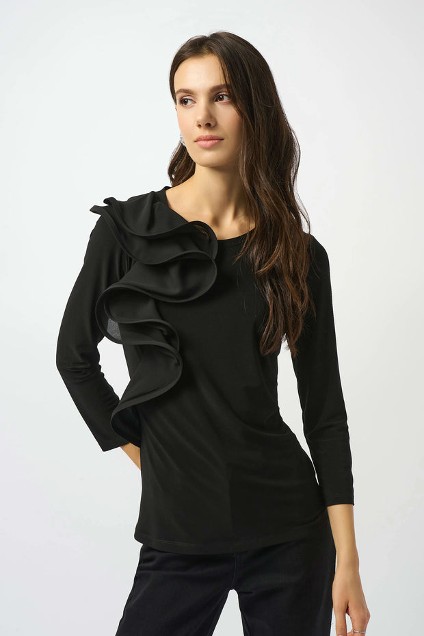 Silky Knit Fitted Ruffled Top