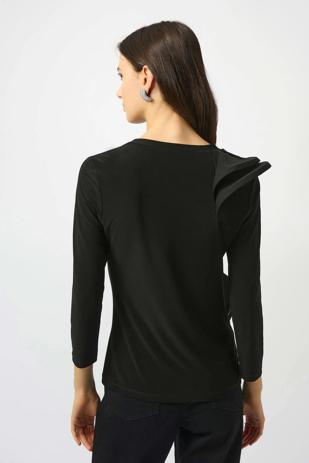 Silky Knit Fitted Ruffled Top