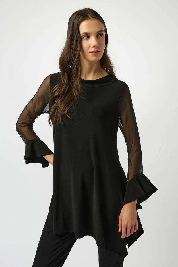 Silky Knit and Mesh Handkerchief Tunic