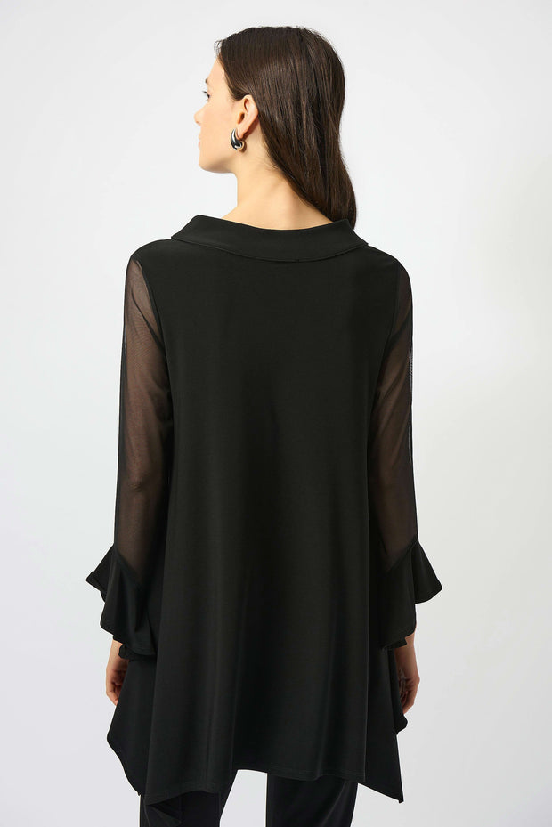 Silky Knit and Mesh Handkerchief Tunic