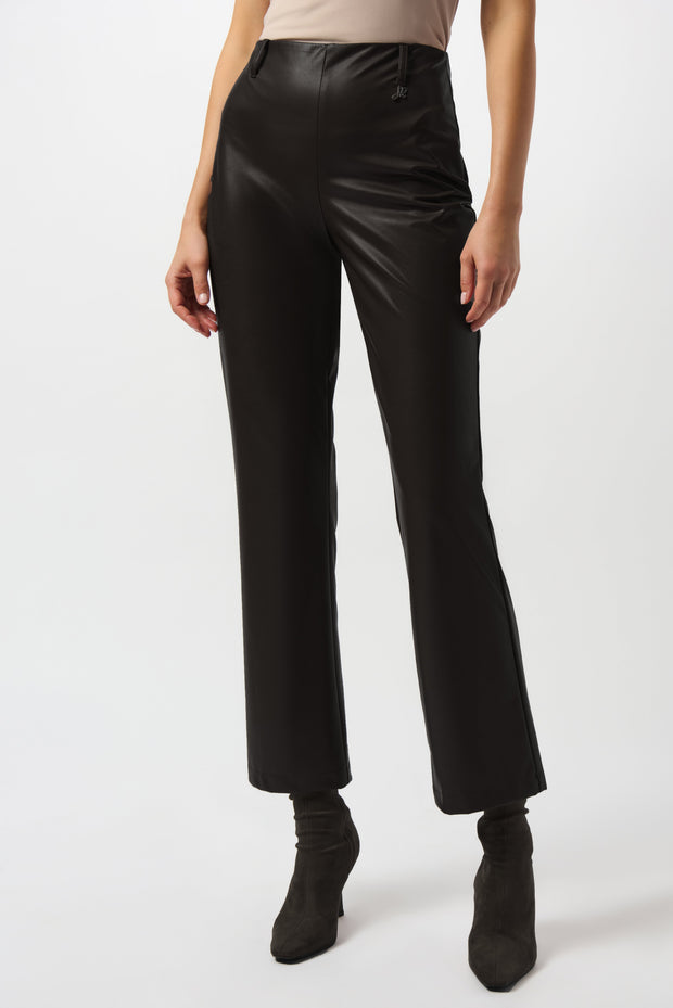 Leatherette Wide-Leg Pull-On Pants