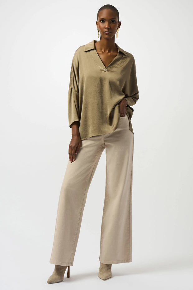 Recycled Hammered Satin Boxy Top