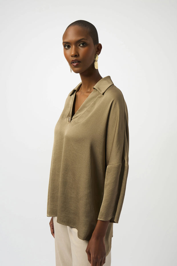 Recycled Hammered Satin Boxy Top