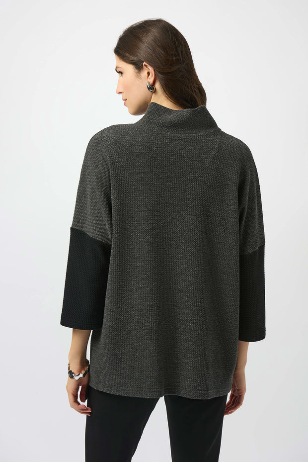 Textured Knit Color Block Boxy Top