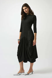 Bubble Jacquard & Silky Knit Cocoon Dress