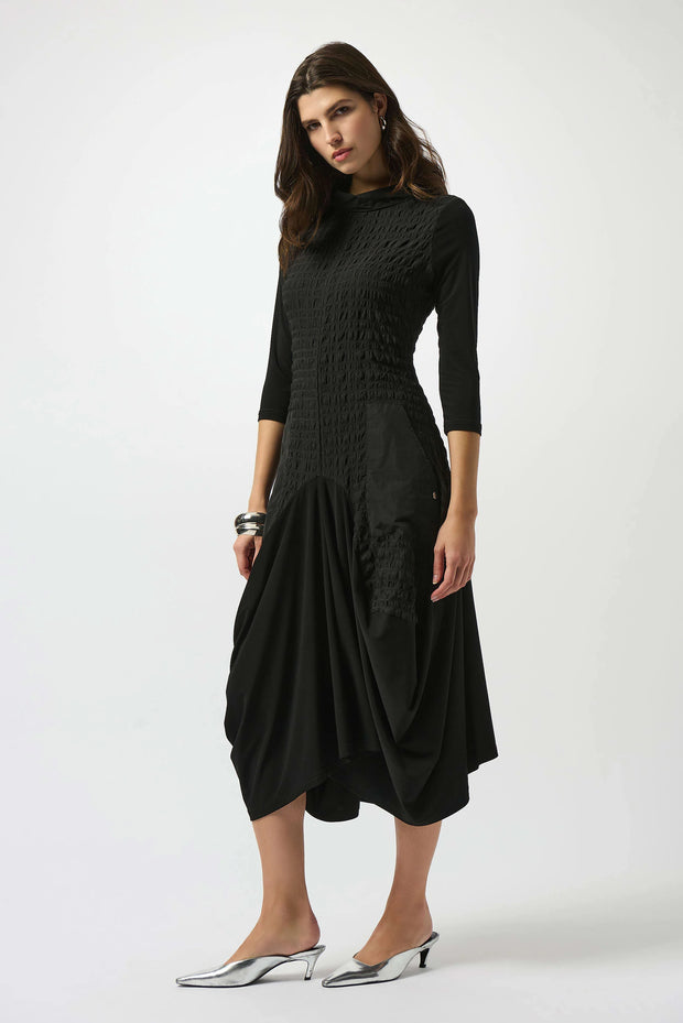 Bubble Jacquard & Silky Knit Cocoon Dress