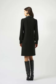 Silky Knit & Leatherette Trapeze Dress