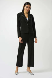 Silky Knit Fitted Blazer With Studs