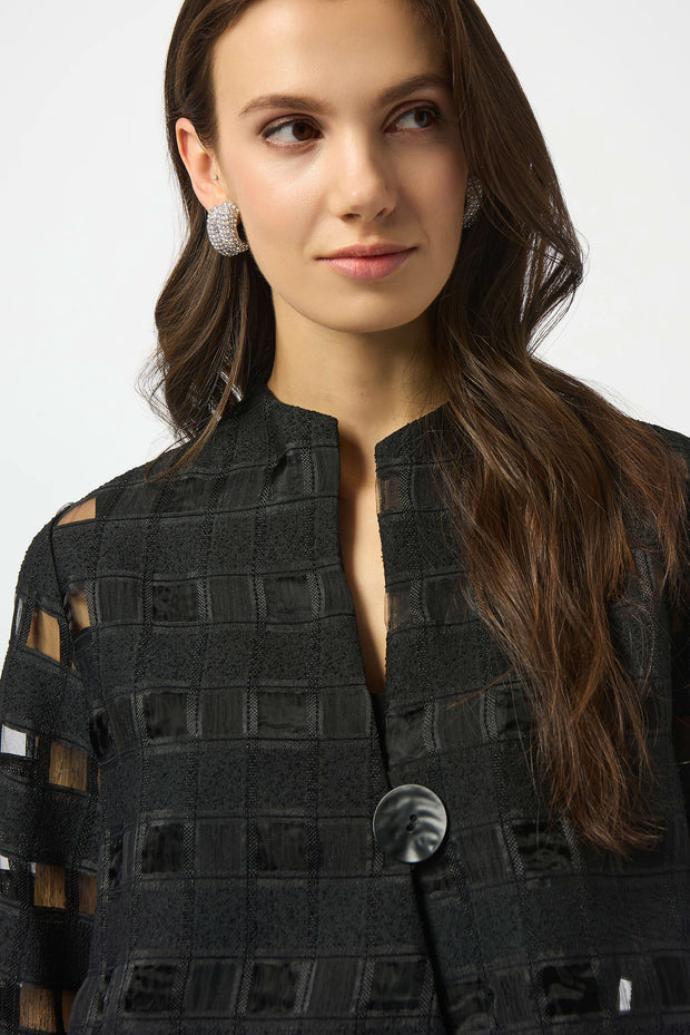 Novelty Checkered Print Swing Jacket