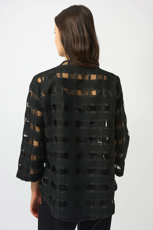 Novelty Checkered Print Swing Jacket