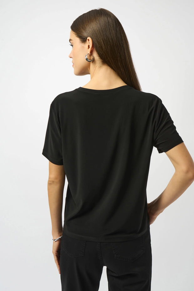 Silky Knit Embellished Boxy T-Shirt