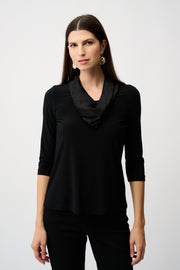 Silky Knit & Satin Burnout Fitted Top
