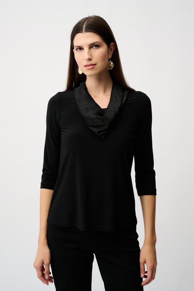 Silky Knit & Satin Burnout Fitted Top